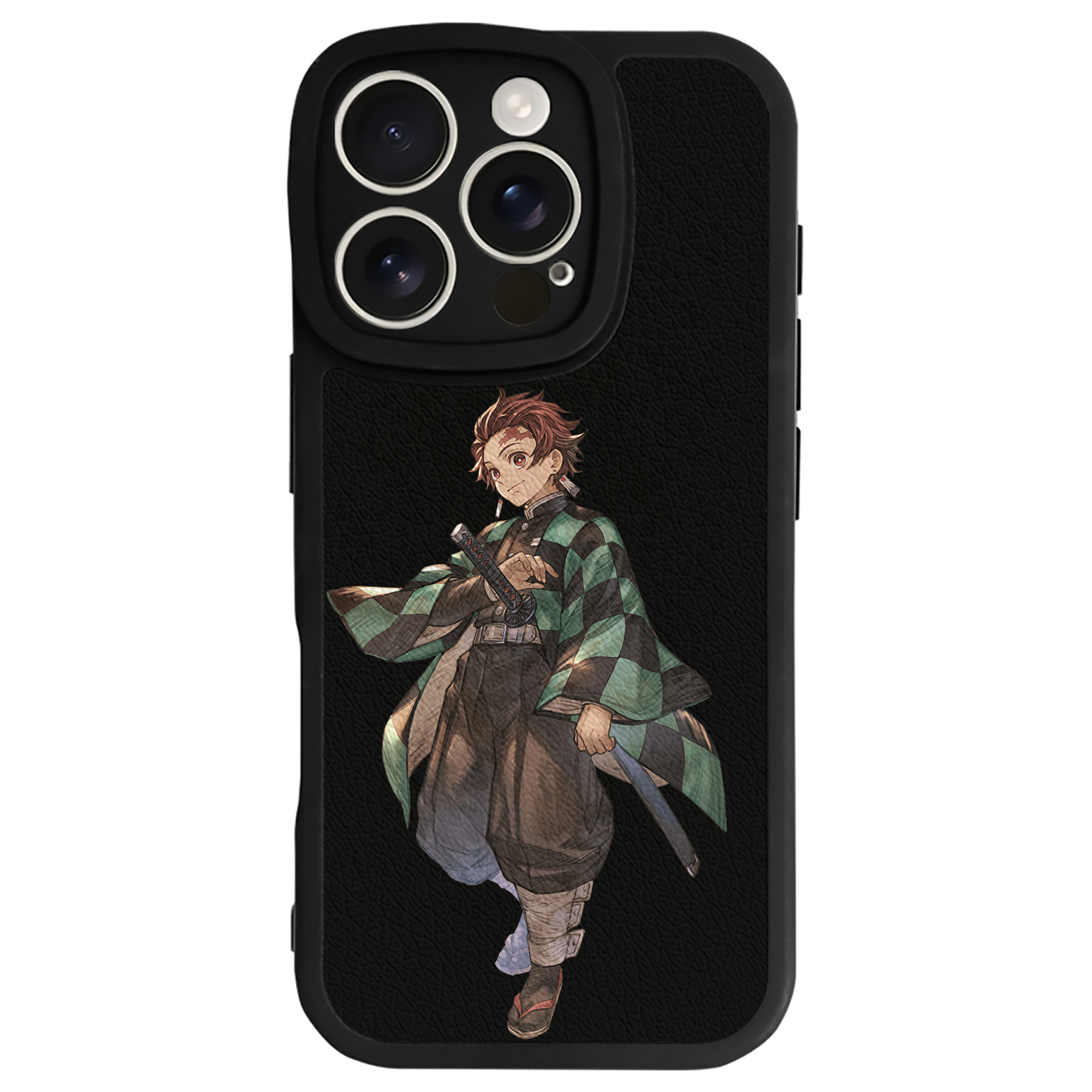 （画像用） 鬼滅の刃 竈門 炭治郎／かまど たんじろう Kamado Tanjirou 【iPhone 16シリーズ対応】シリコンスマホケース（レザー調） 材質：シリコン